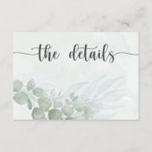 Carte D'accompagnement Boho Green Botanical Watercolor Wedding Details (Devant)