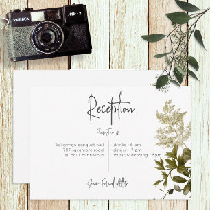 Carte D'accompagnement Boho Green Mariage de réception Floral moderne