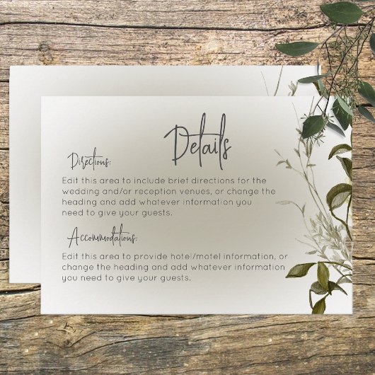 Carte D'accompagnement Boho Greenery Détails moderne Mariage