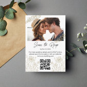 Carte D'accompagnement boho greenery qr code rsvp photo mariage vert