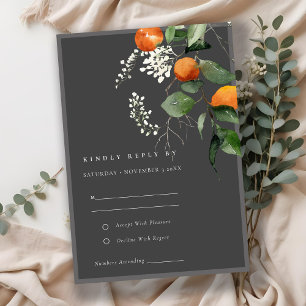 Carte D'accompagnement Boho Grey Orange Blossom Mariage botanique RSVP