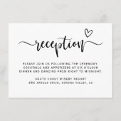 Carte D'accompagnement Boho Heart Script Noir Blanc Mariage Réception (Devant)