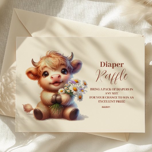 Carte D'accompagnement Boho Holy Cow Highland Cow Baby Raffle Diapper