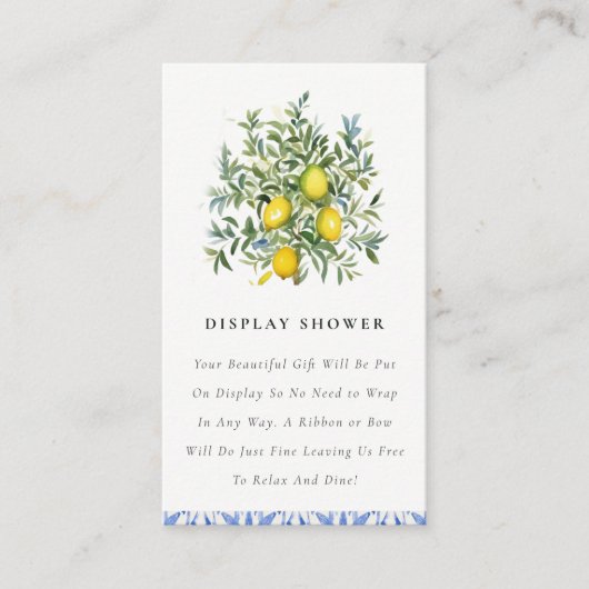Carte D'accompagnement Boho Jaune Lemon Tree Afficher Baby shower douche (Devant)