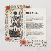 Carte D'accompagnement Boho Letterpress Style Skeleton Tarot Wedding (Devant / Derrière)