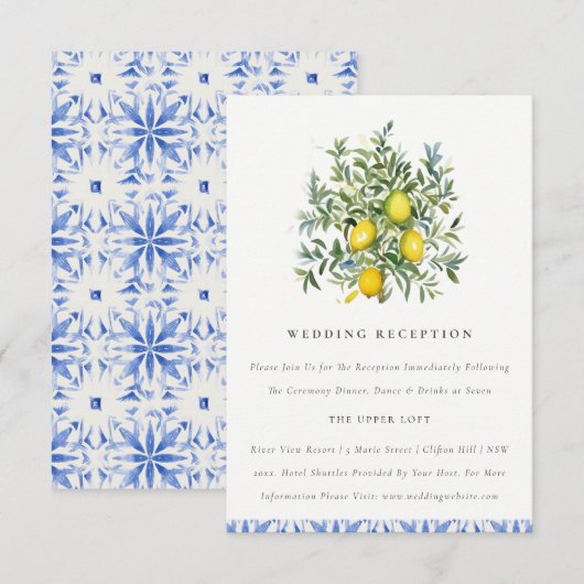 Carte D'accompagnement Boho Marocain citron jaune Réception de mariage (Devant / Derrière)