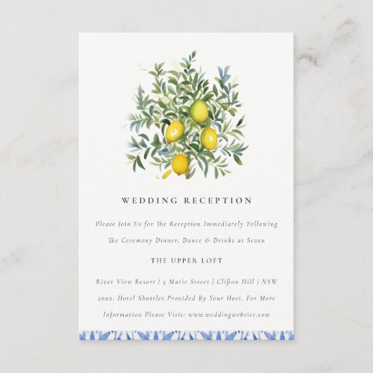 Carte D'accompagnement Boho Marocain citron jaune Réception de mariage (Devant)