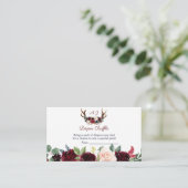 Carte D'accompagnement Boho Merlot Marine Floral Antlers Déchets (Debout devant)