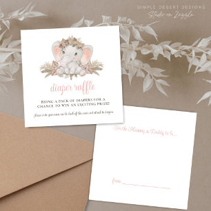 Carte D'accompagnement Boho mignon Baby shower de couches Raffle