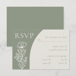 Carte D'accompagnement Boho minimaliste Botanique Sage vert RSVP