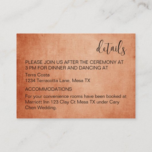 Carte D'accompagnement Boho moderne en terre cuite Carrelage Macrame Mari (Dos)