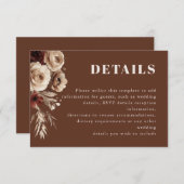 Carte D'accompagnement Boho moderne Floral Détails Mariage (Devant / Derrière)
