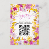 Carte D'accompagnement Boho moderne violet fleuri registre nuptiale douch (Devant)