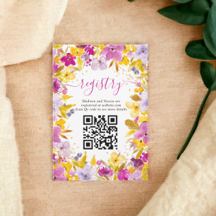 Carte D'accompagnement Boho moderne violet fleuri registre nuptiale douch