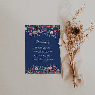 Carte D'accompagnement Boho Multicolor Fleur sauvage Directions Mariages