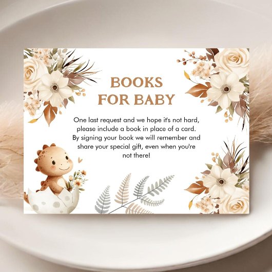 Carte D'accompagnement Boho Neutral Dinosaur Baby showers Livres Pour Béb