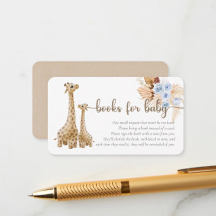 Carte D'accompagnement Boho Neutre Pampas Grass Giraffe Livres Pour Bébé