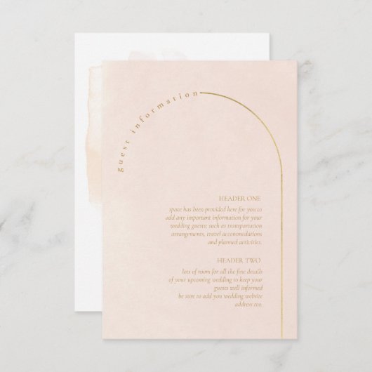 Carte D'accompagnement Boho Oasis Mariage Détails Blush ID959 (Devant / Derrière)