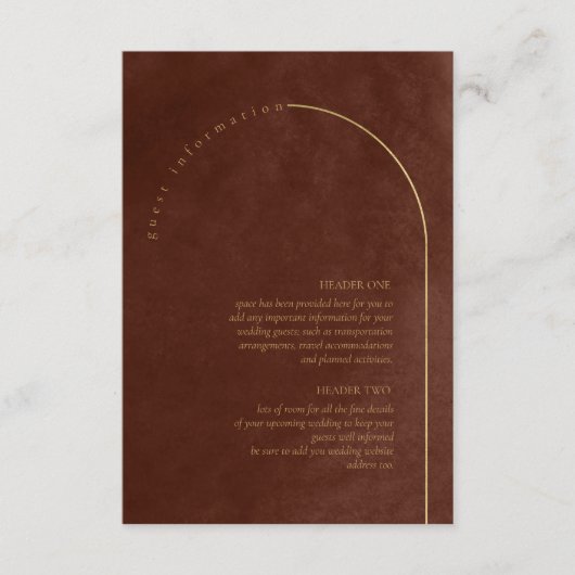 Carte D'accompagnement Boho Oasis Mariage Détails Umber ID959 (Devant)