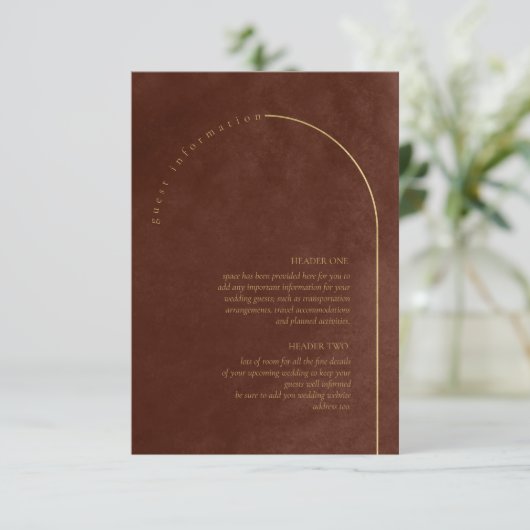 Carte D'accompagnement Boho Oasis Mariage Détails Umber ID959 (Debout devant)