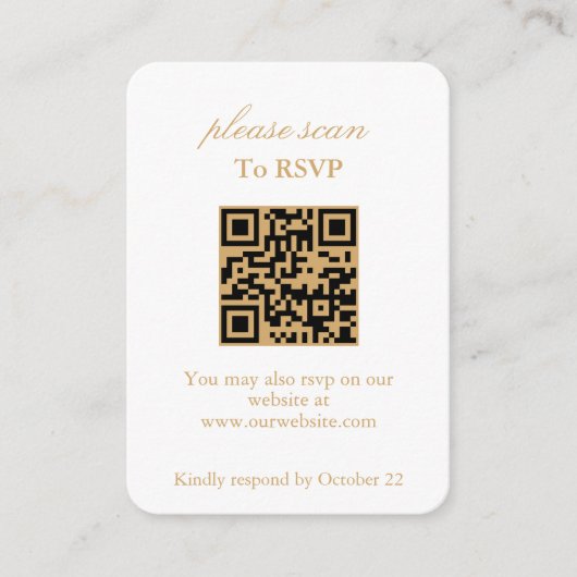 Carte D'accompagnement Boho Or Floral RSVP avec code QR (Devant)