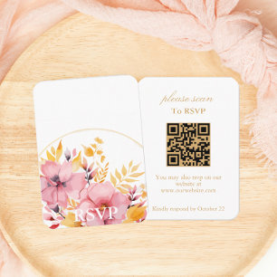 Carte D'accompagnement Boho Or Floral RSVP avec code QR