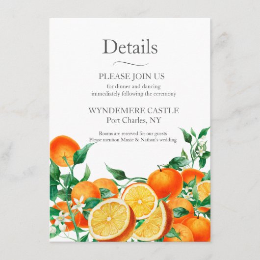 Carte D'accompagnement Boho Orange Blossom Mariage QR Code (Devant)
