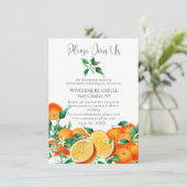 Carte D'accompagnement Boho Orange Blossom QR Code Mariage (Debout devant)