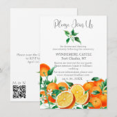 Carte D'accompagnement Boho Orange Blossom QR Code Mariage (Devant / Derrière)