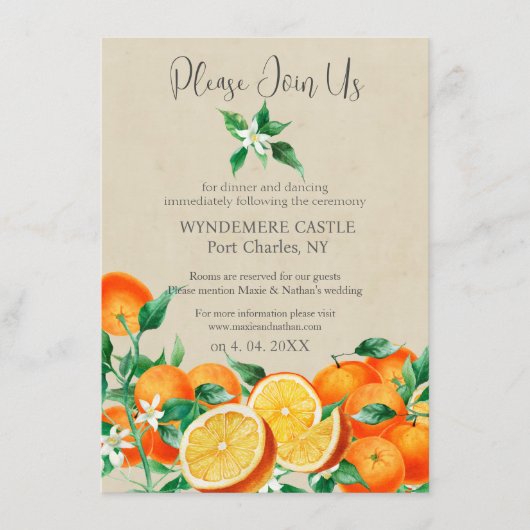 Carte D'accompagnement Boho Orange Blossom QR Code Mariage (Devant)