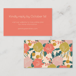 Carte D'accompagnement Boho Orange Botanical Floral Wedding RSVP Online