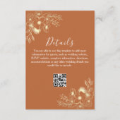 Carte D'accompagnement Boho Orange Détails du Mariage QR Code (Devant)