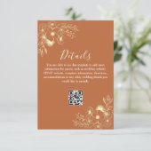 Carte D'accompagnement Boho Orange Détails du Mariage QR Code (Debout devant)