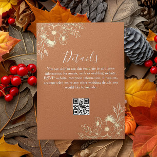 Carte D'accompagnement Boho Orange Détails du Mariage QR Code