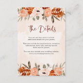 Carte D'accompagnement Boho orange rustique | Détails du Mariage aquarell (Devant)