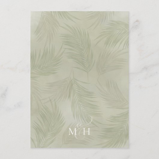 Carte D'accompagnement Boho Palm Feuille Botanage Foliage QR Code Détails (Dos)