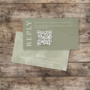 Carte D'accompagnement Boho Palm Feuille Botanage Foliage QR Code RSVP