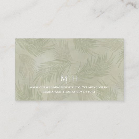Carte D'accompagnement Boho Palm Feuille Botanage Foliage QR Code RSVP (Dos)