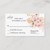 Carte D'accompagnement Boho Pampas Floral Rose & Beige 2SM No Repas RSVP (Devant)