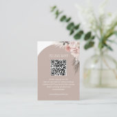 Carte D'accompagnement Boho Pampas Grass Beige Mariage Website QR Code (Debout devant)