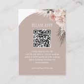 Carte D'accompagnement Boho Pampas Grass Beige Mariage Website QR Code (Devant)