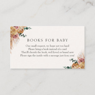 Carte D'accompagnement Boho Pampas Grass Books for Baby insert card