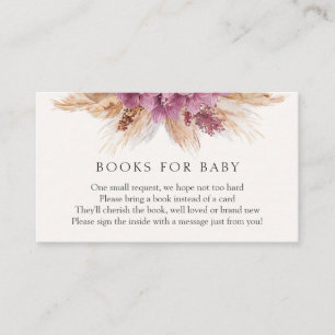 Carte D'accompagnement Boho Pampas Grass Books for Baby insert card