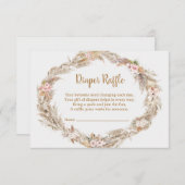 Carte D'accompagnement Boho Pampas Grass Diaper Raffle Card | Dusty Rose (Devant / Derrière)