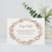Carte D'accompagnement Boho Pampas Grass Diaper Raffle Card | Dusty Rose (Debout devant)
