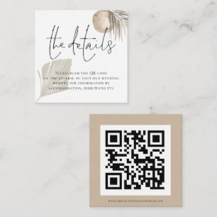 Carte D'accompagnement Boho Pampas Grass QR Code Détails du Mariage