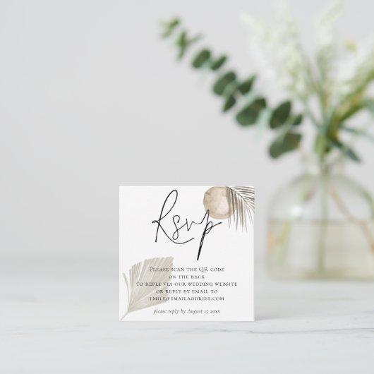 Carte D'accompagnement Boho Pampas Grass QR Code Mariage RSVP (Debout devant)