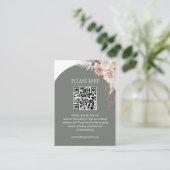Carte D'accompagnement Boho Pampas Grass Sage Site Mariage QR Code (Debout devant)