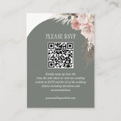 Carte D'accompagnement Boho Pampas Grass Sage Site Mariage QR Code (Devant)