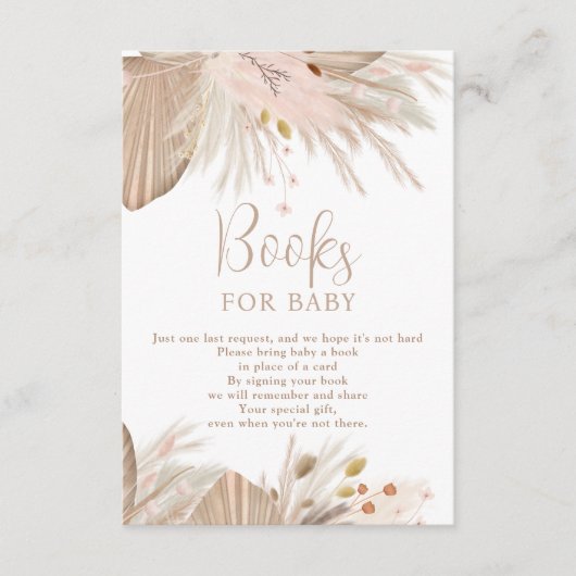 Carte D'accompagnement Boho pampas herbe genre neutre apporter un livre (Devant)